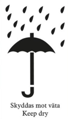 Product Image for Etikett Varnings, Vit "SKYDDAS MOT VÄTA"