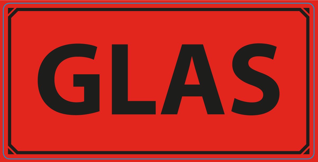 Product Image for Etikett Varnings, Flourröd "GLAS"