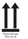 Varningsetikett, Vit "DENNA SIDA UPP"