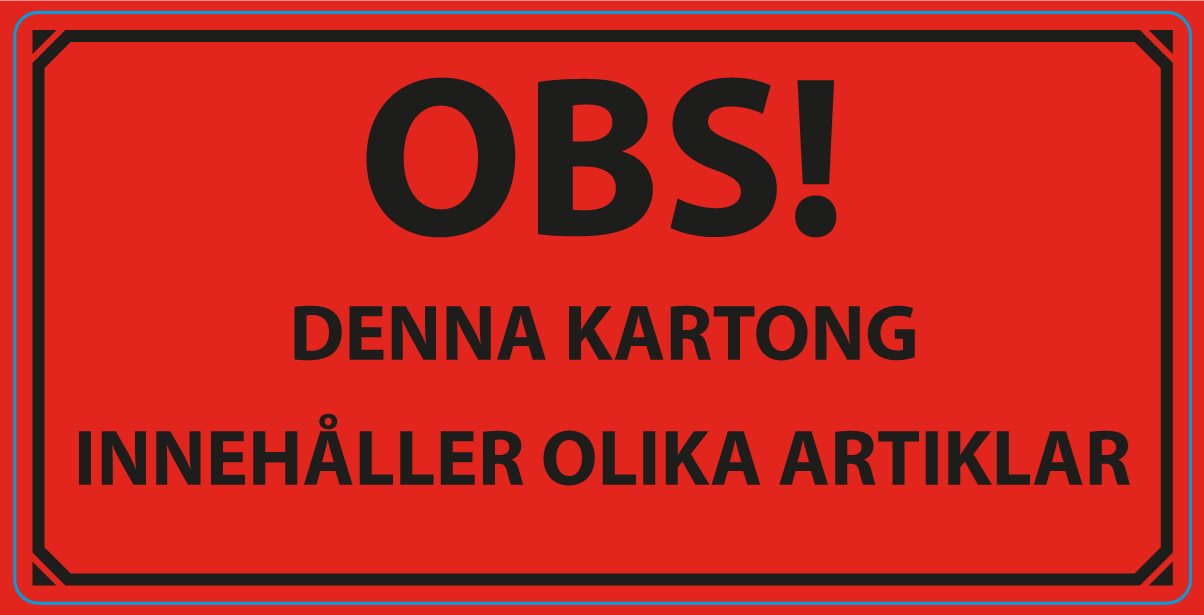 Product Image for Etikett Varnings, Flourröd "OBS! DENNA KART INNEHÅLLER OLIKA ART"
